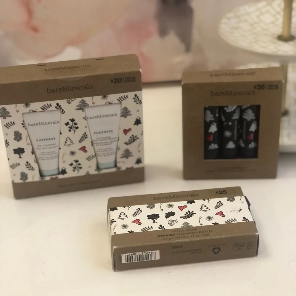 - Bare minerals lipstick trio+ mini skin + eyeshadow palette bundle
